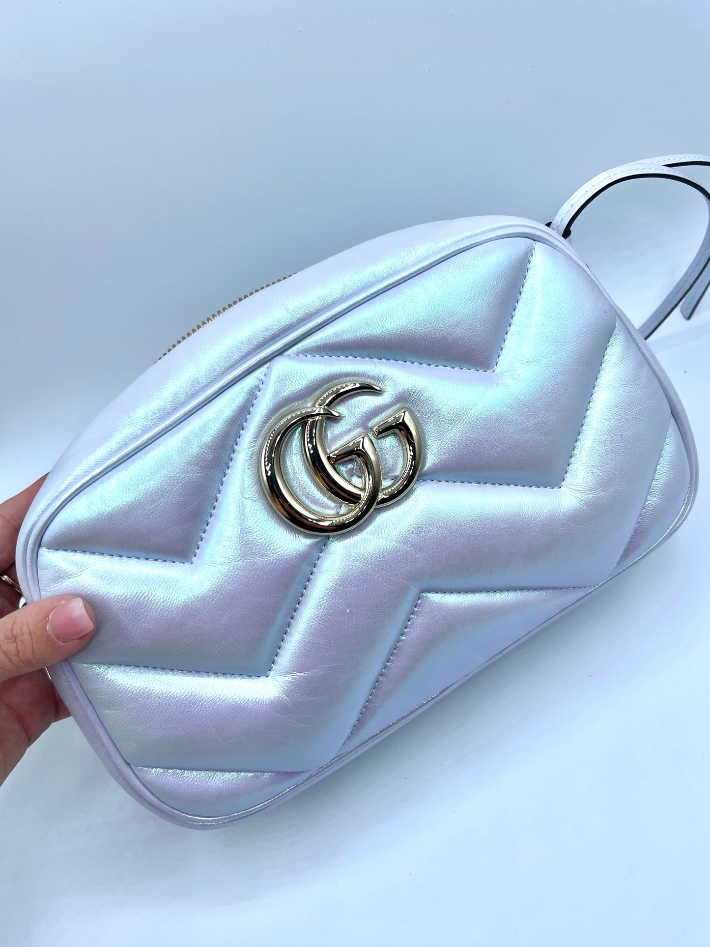 IRIDESCENT GUCCI CAMERA BAG CROSSBODY WITH DUST BAG