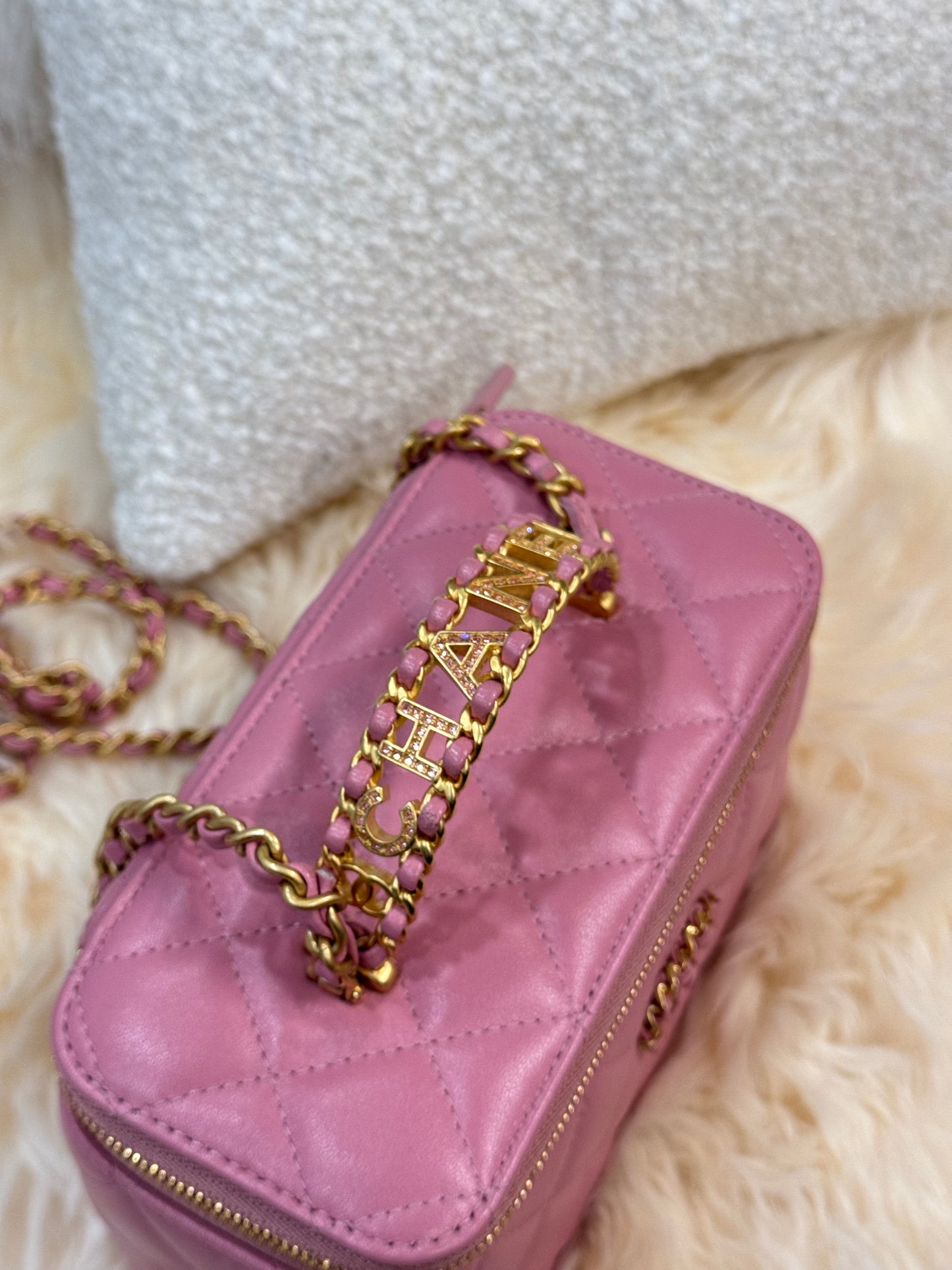 Chanel Vanity Box Pink Gold Top Handle