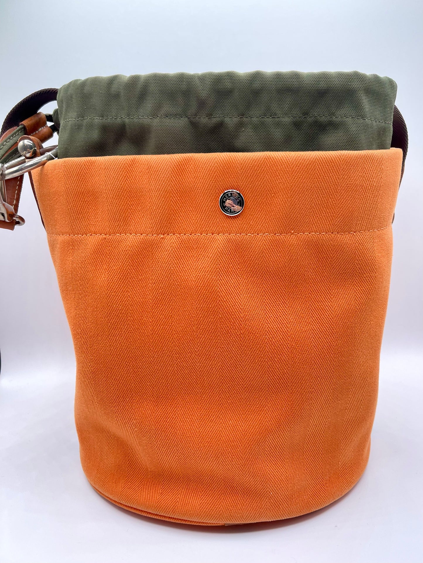 ORANGE HERMES CANVAS BUCKET BAG