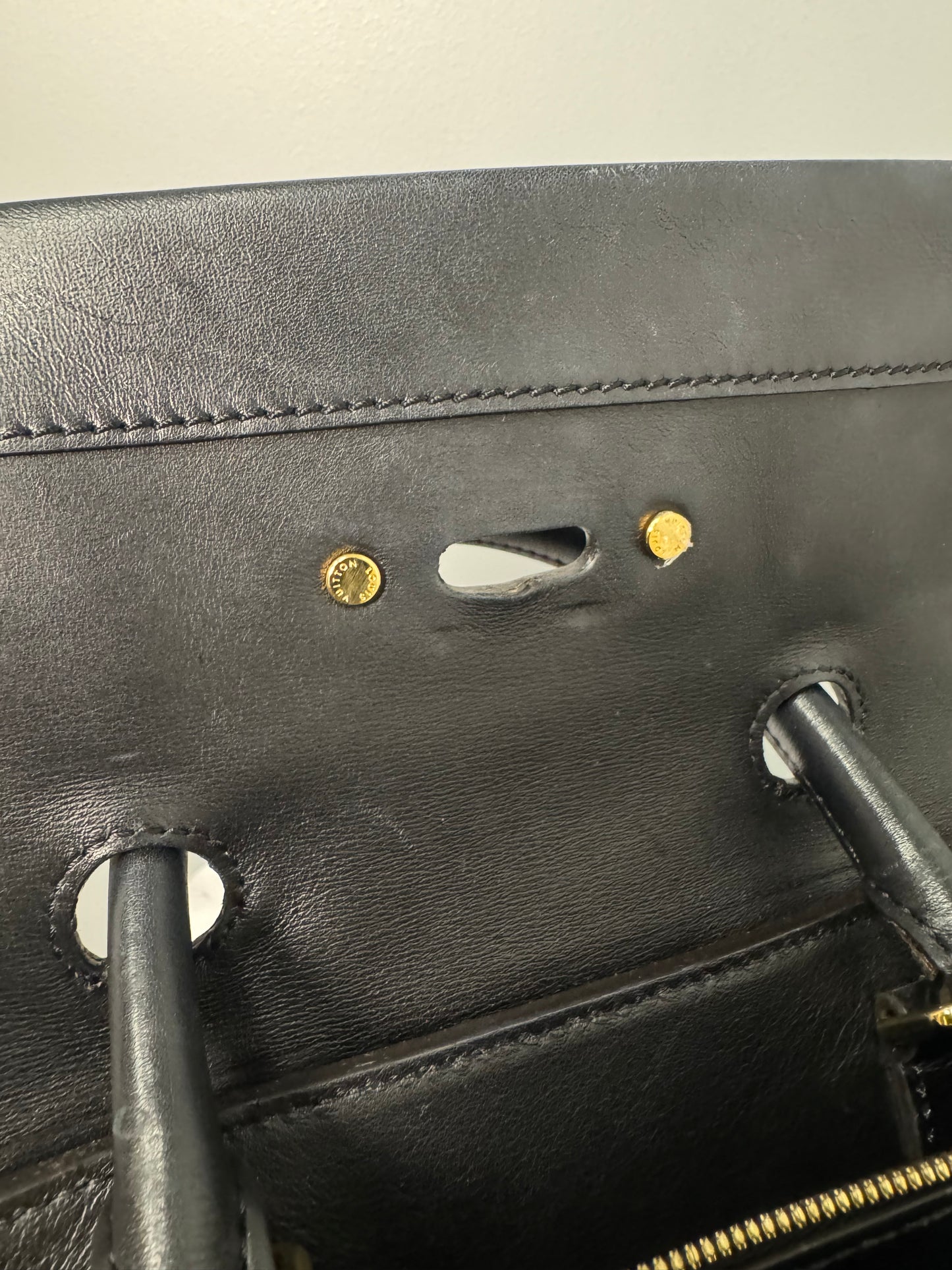 LOUIS VUITTON BLACK STEAMER WITH GOLD CHAIN