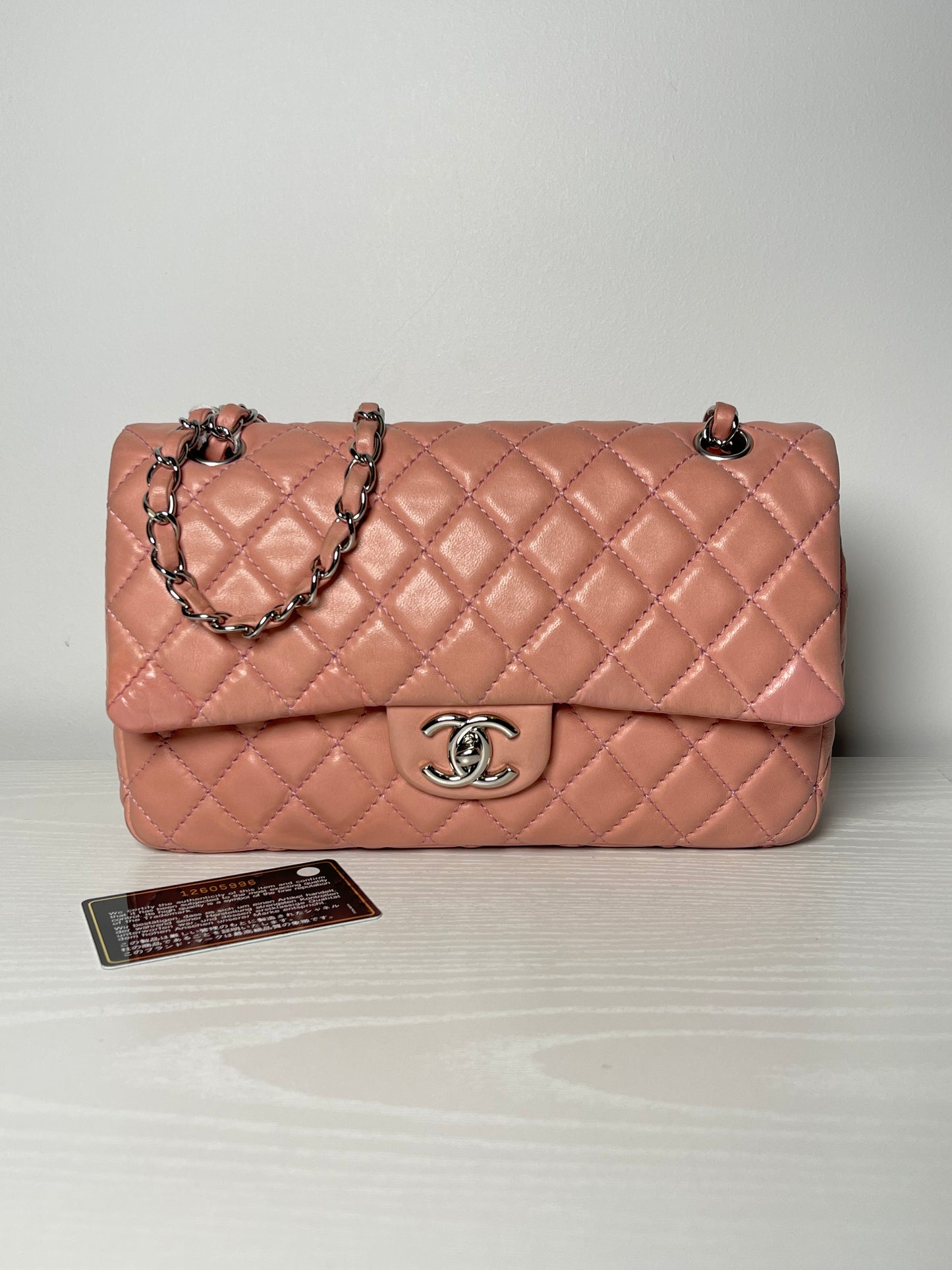 CHANEL PINK QUILTED LAMBSKIN MEDIUM DOUBLE FLAP
