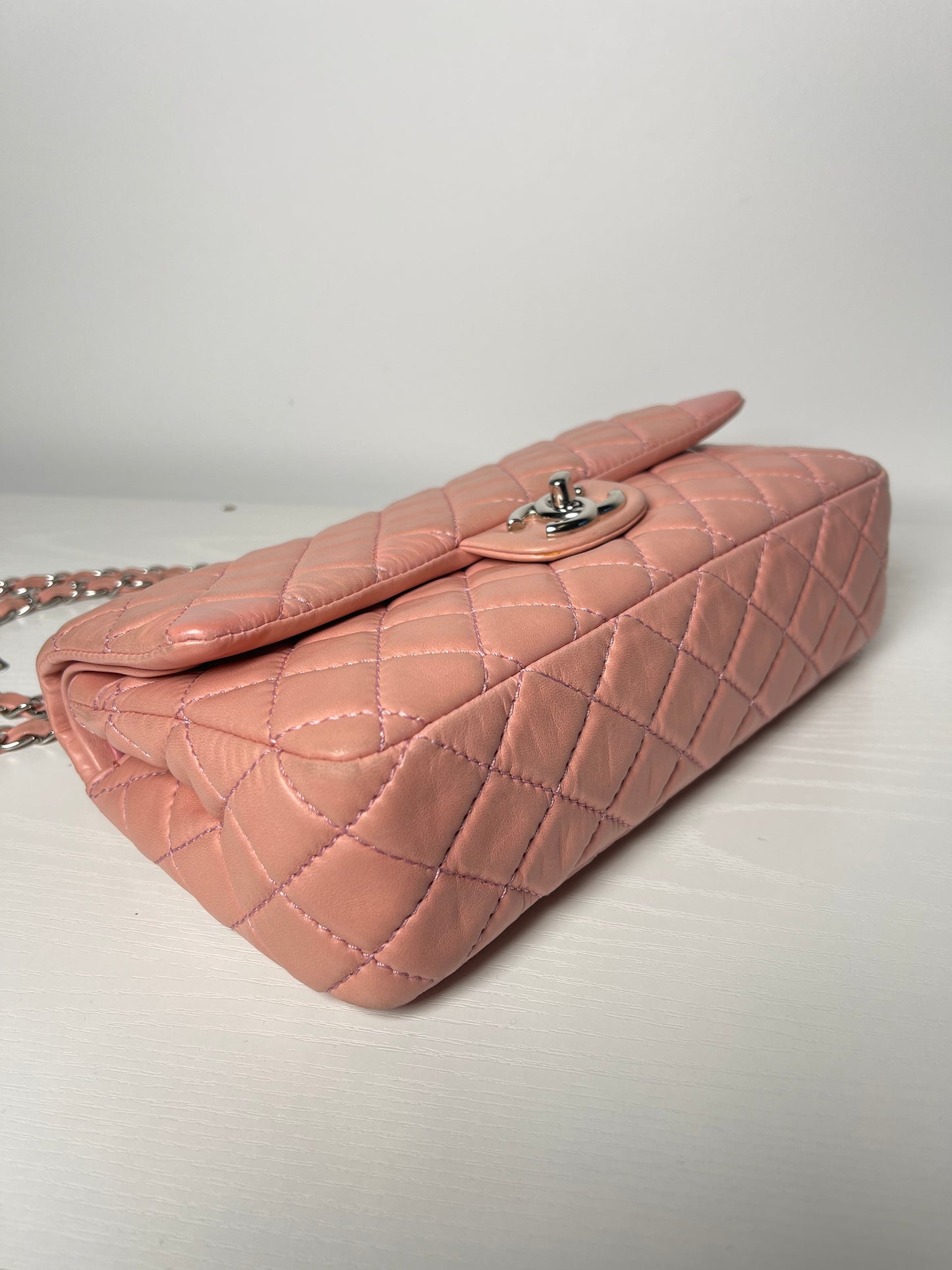 CHANEL PINK QUILTED LAMBSKIN MEDIUM DOUBLE FLAP