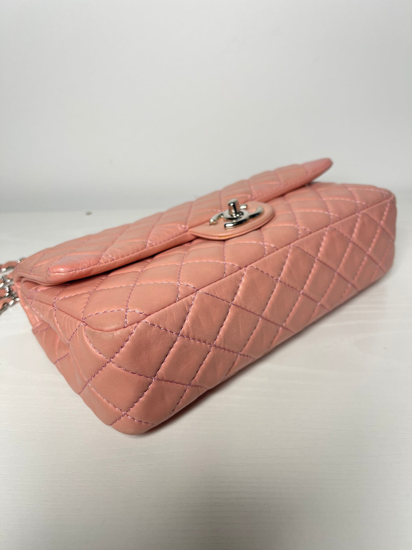 CHANEL PINK QUILTED LAMBSKIN MEDIUM DOUBLE FLAP