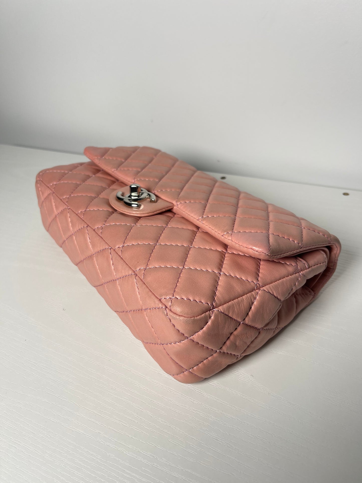 CHANEL PINK QUILTED LAMBSKIN MEDIUM DOUBLE FLAP
