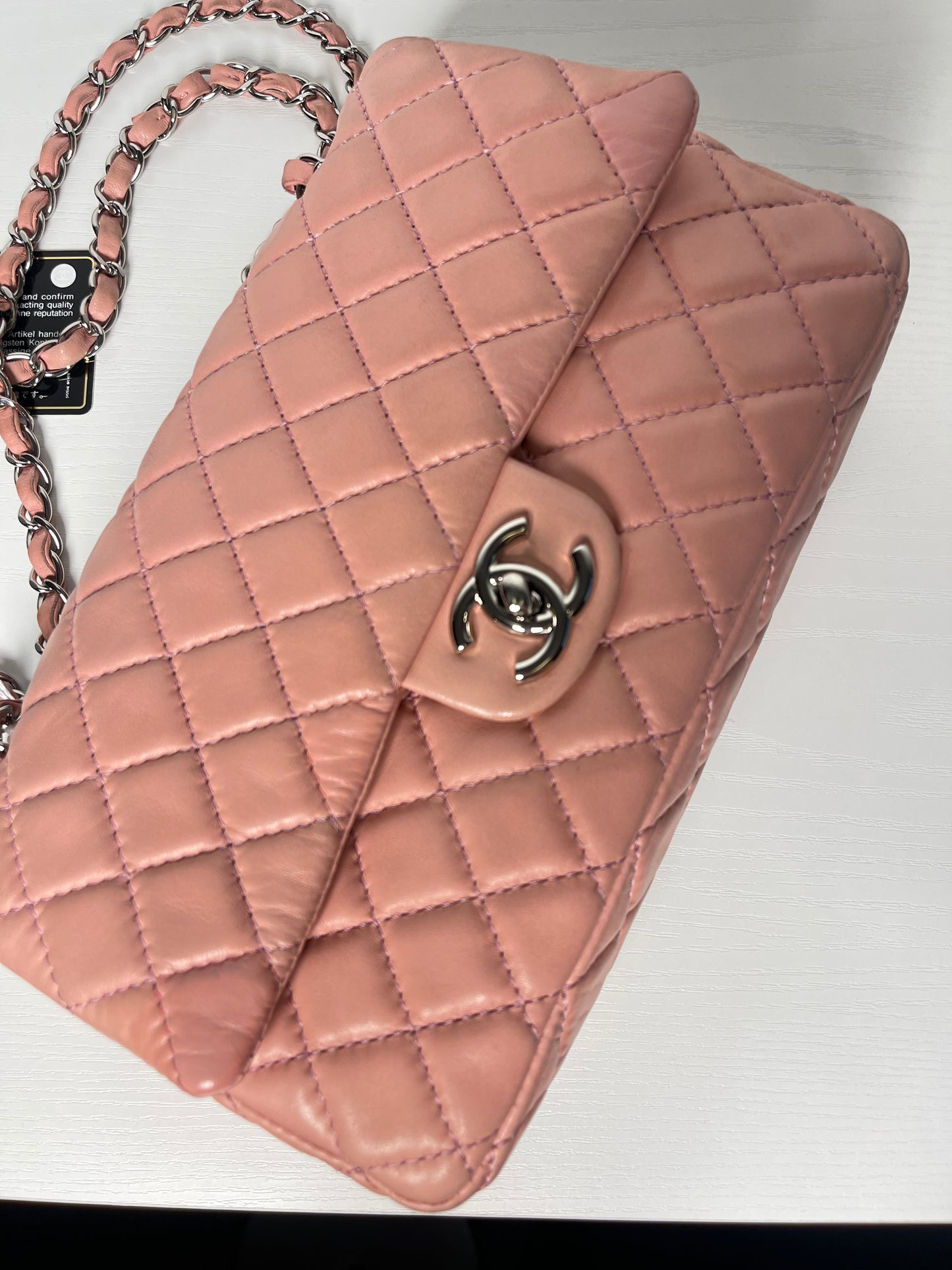 CHANEL PINK QUILTED LAMBSKIN MEDIUM DOUBLE FLAP
