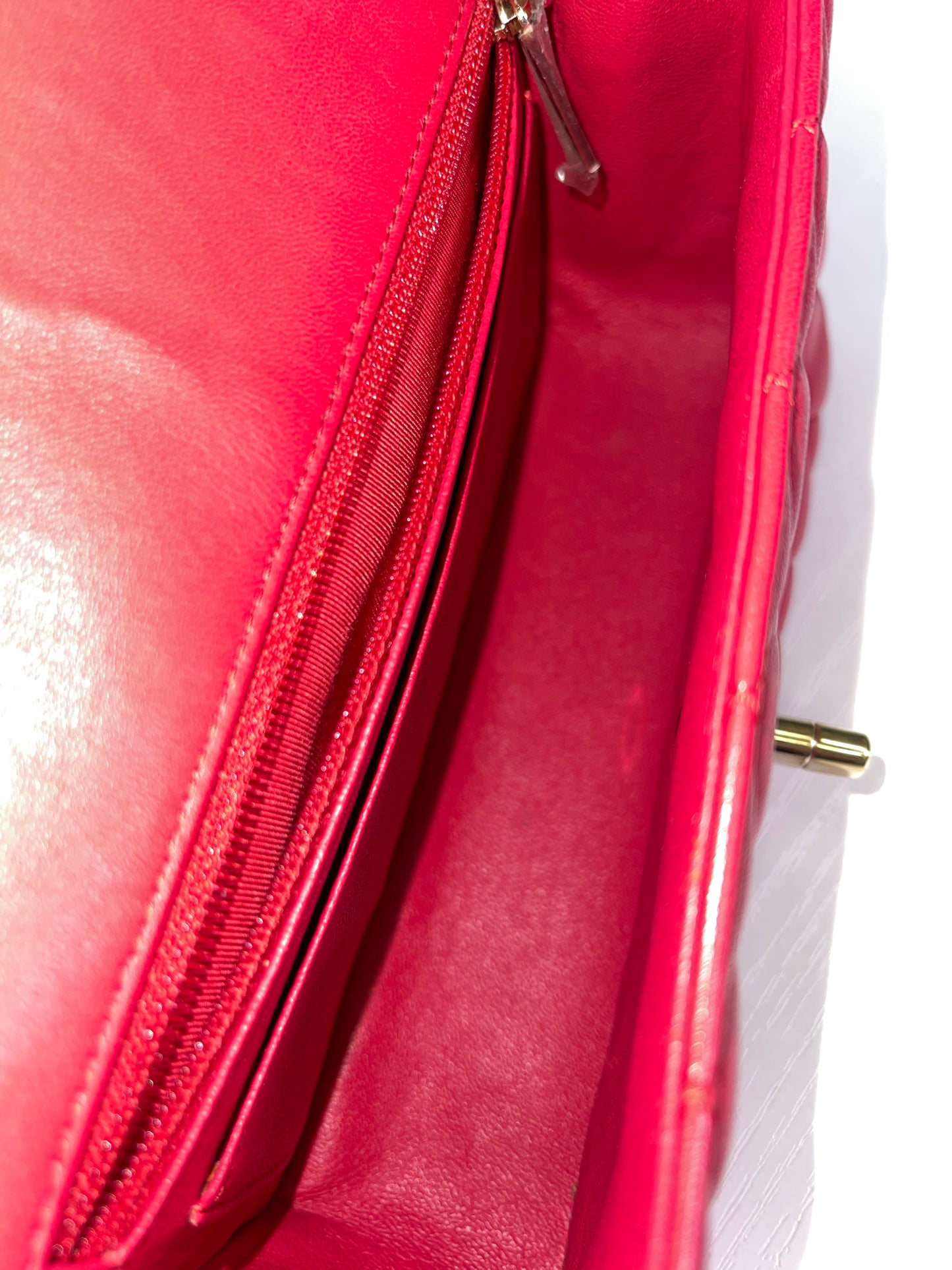 MINI CHANEL CLASSIC QUILTED LAMBSKIN DARK PINK