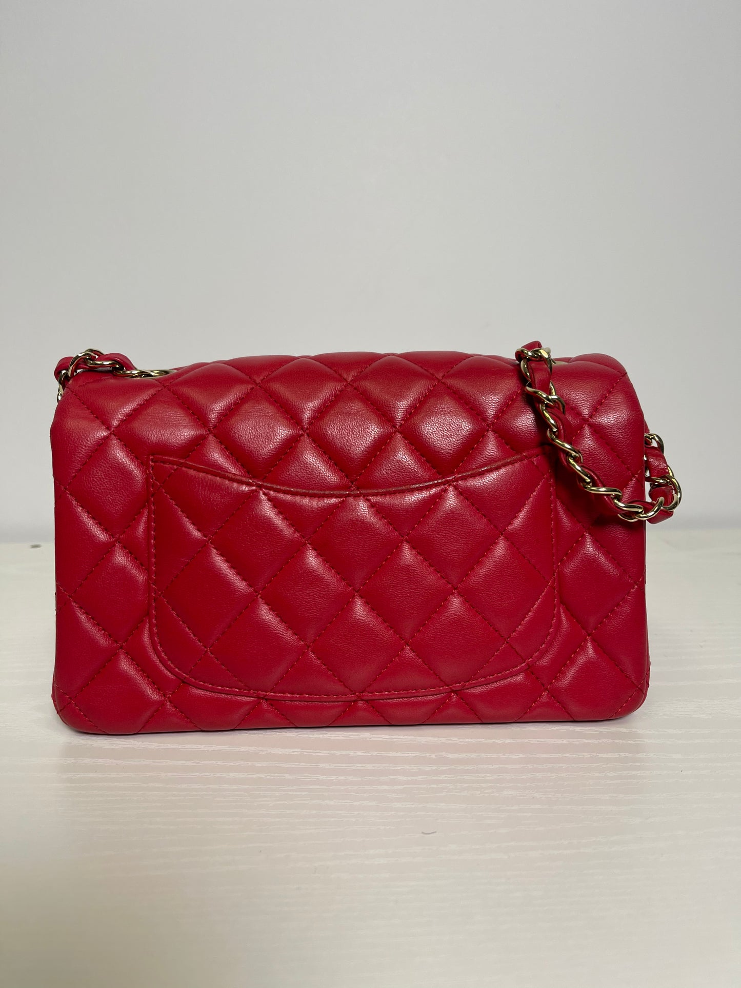 MINI CHANEL CLASSIC QUILTED LAMBSKIN DARK PINK