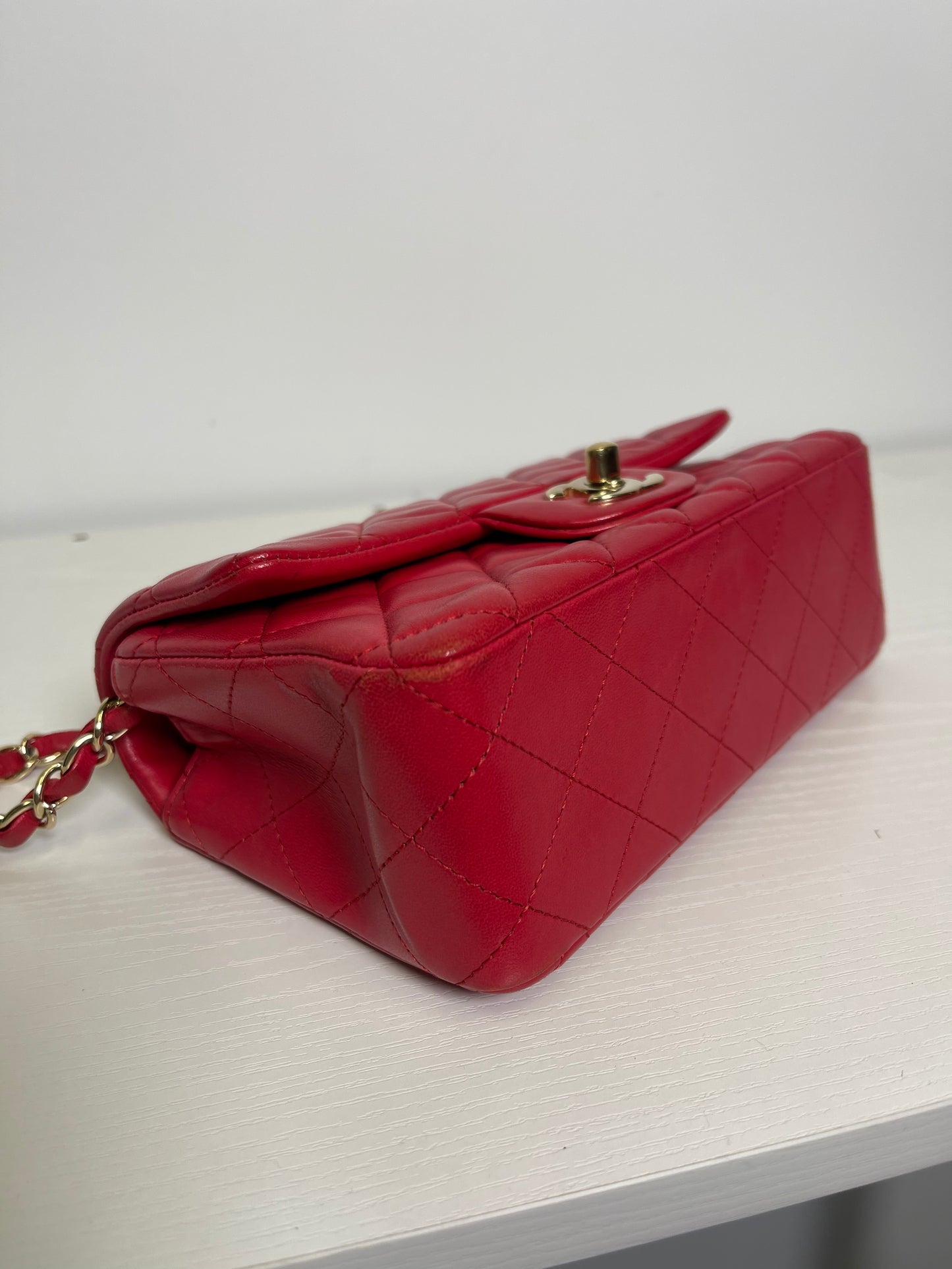 MINI CHANEL CLASSIC QUILTED LAMBSKIN DARK PINK