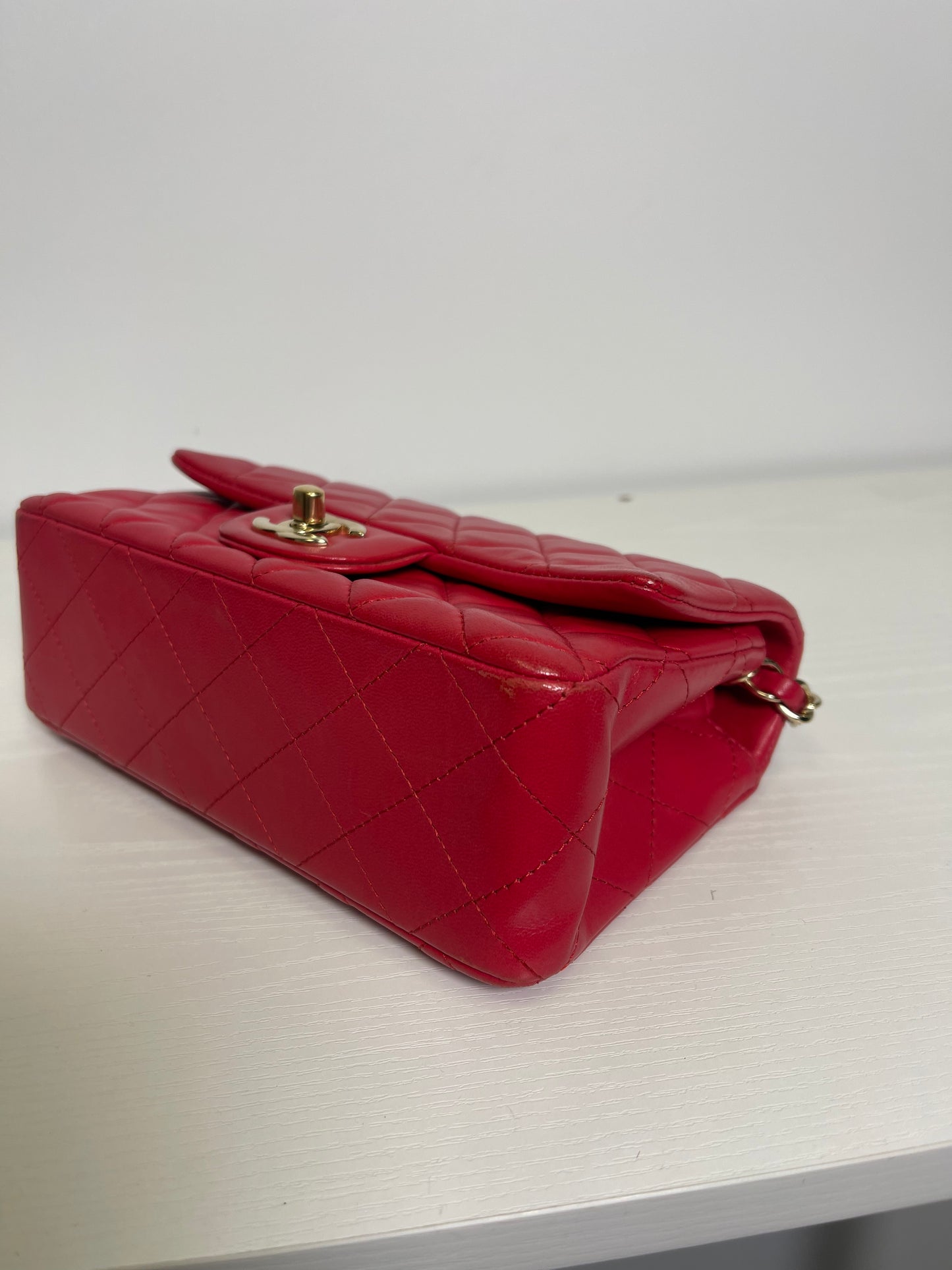 MINI CHANEL CLASSIC QUILTED LAMBSKIN DARK PINK