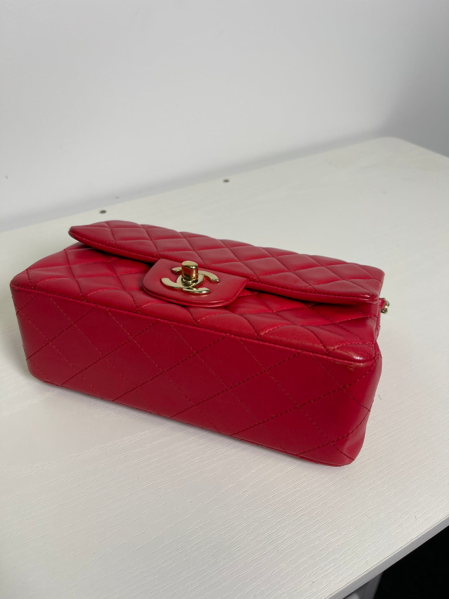 MINI CHANEL CLASSIC QUILTED LAMBSKIN DARK PINK