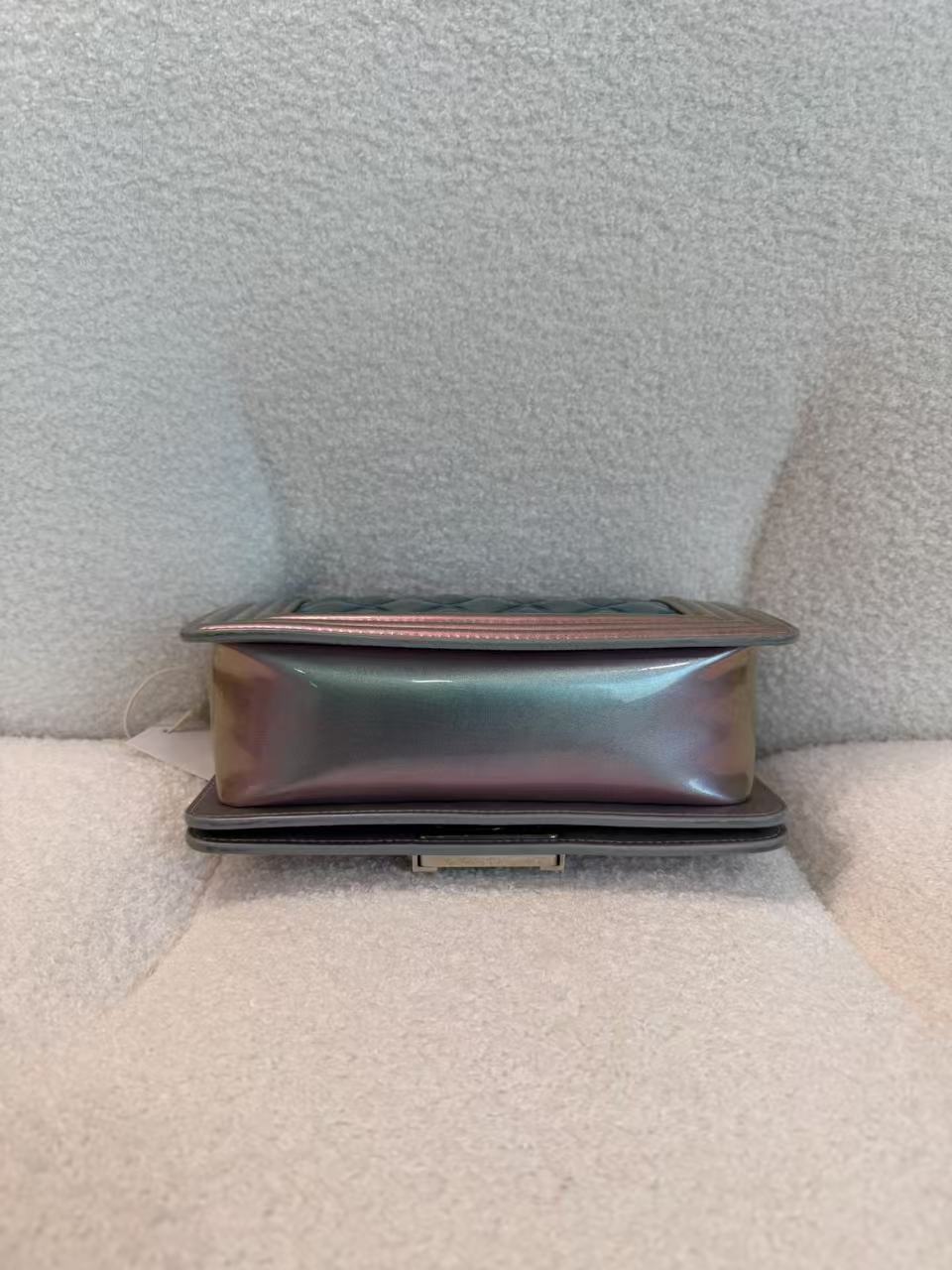 CHANEL BOY FLAP BAG QUILTED HOLOGRAPHIC PVC SMALL