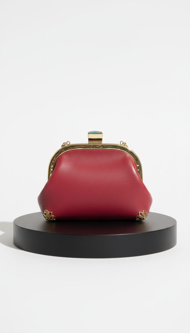 Sunlit brass evening clutch metallic finish