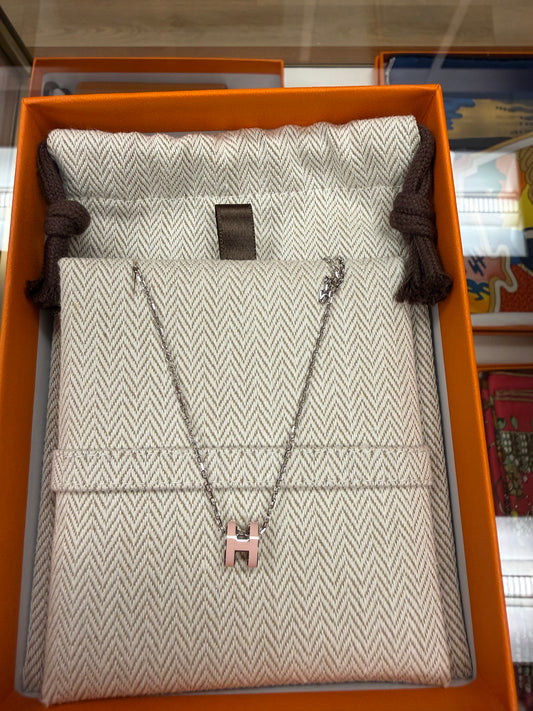 Mini Pop H Hermes Necklace Rose Dragee Rose/Silver