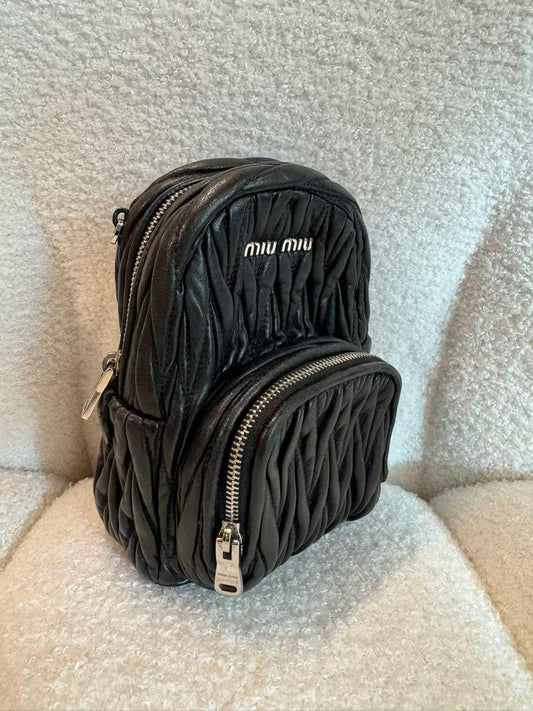 MIU MIU MINI MATELASSÉ LEATHER BACKPACK CROSSBODY BAG